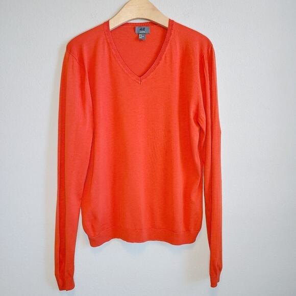 H&M Men's Orange Silk Cotton Blend Fine Knit Sweater Sz M - Picture 1 of 7